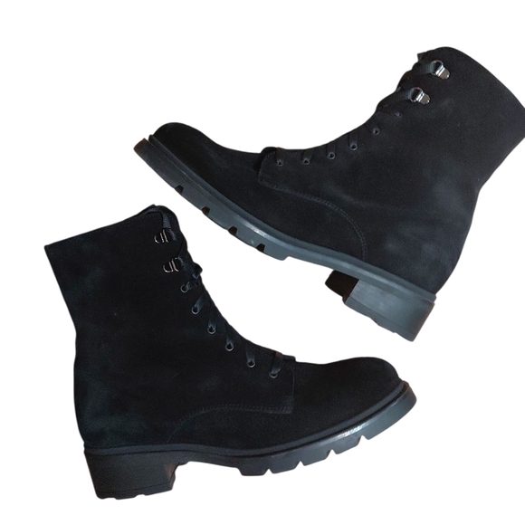 La Canadienne Suttan Black Suede Combat Boot Women's Black Waterproof Bootie 10 - Picture 11 of 11